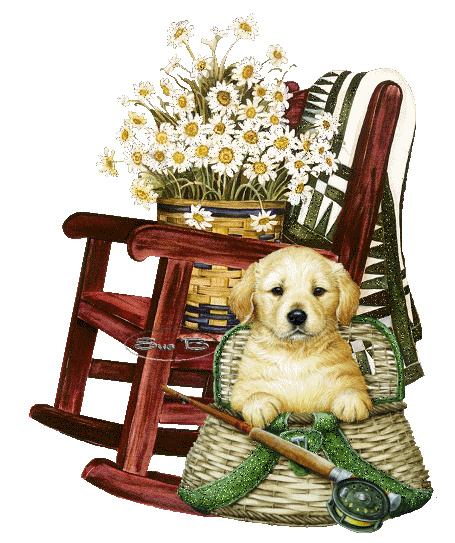 a puppy in a basket 